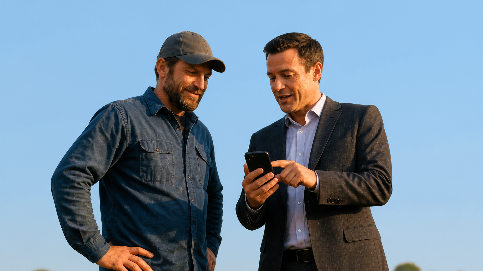 Agricultural professionals reviewing a property together